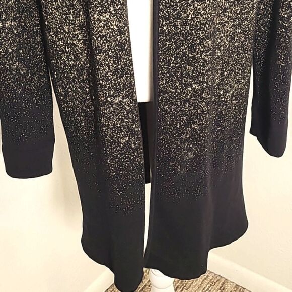 Rafaella Black & Metallic Gold Long Cardigan, Size Large - Picture 4 of 9